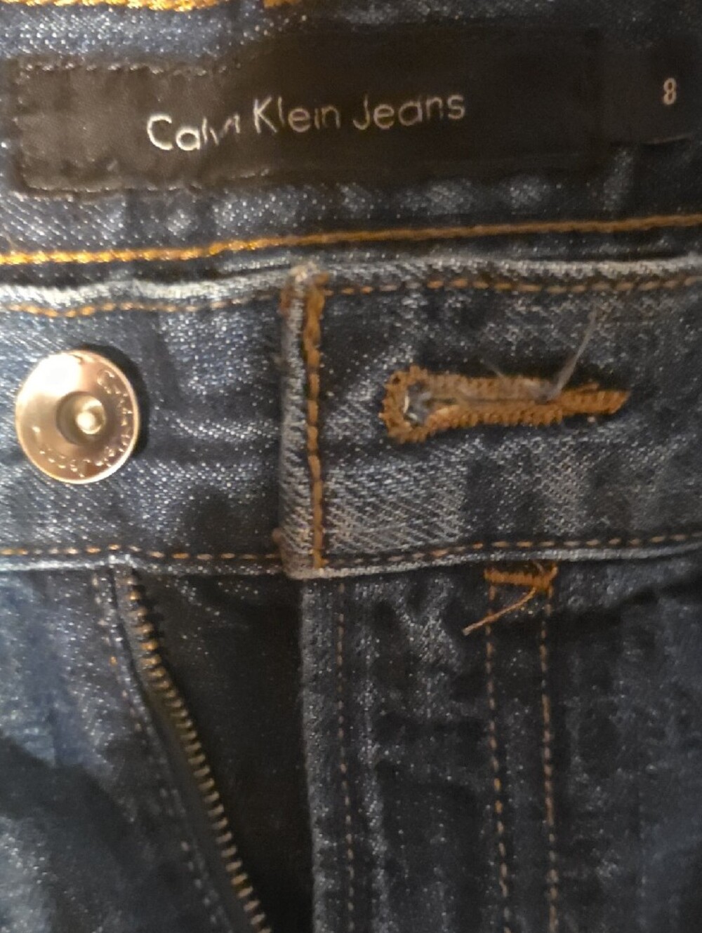 Calvin‎ Klein Blue Denim Cutoff Shorts Classic 5 Pocket Faded Wash Casual - Picture 3 of 7